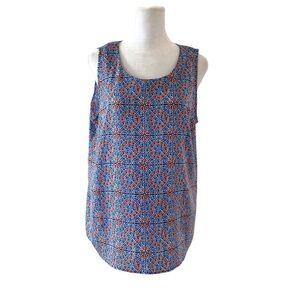 J.Crew Factory 10 blouse sleeveless blue red white